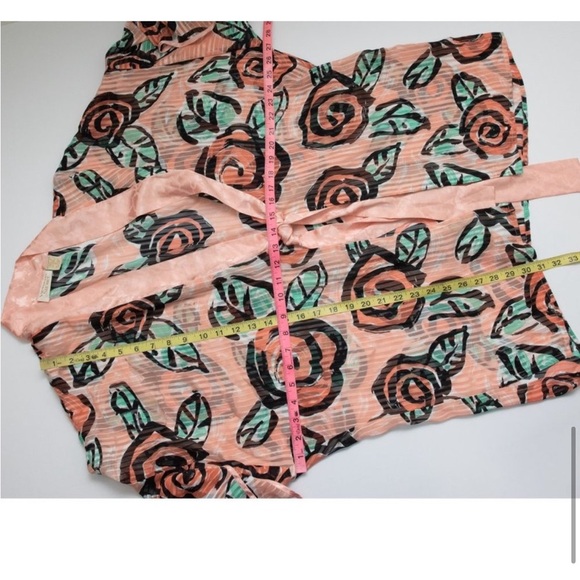 Vintage Victoria's Secret Gold Label 3 Piece Pajama Set Floral Peach Green Med - Picture 10 of 15